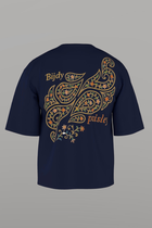 Bijdy Paisley Cropped T-shirt – Navy Blue