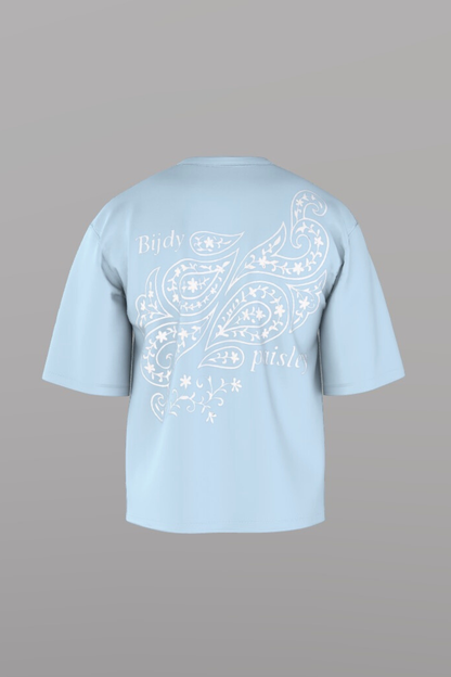 Bijdy Paisley Cropped T-shirt – Sky Blue