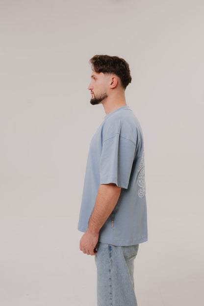 Bijdy Paisley Cropped T-shirt – Sky Blue