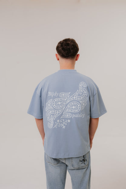 Bijdy Paisley Cropped T-shirt – Sky Blue