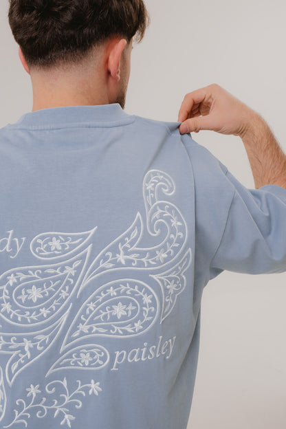 Bijdy Paisley Cropped T-shirt – Sky Blue