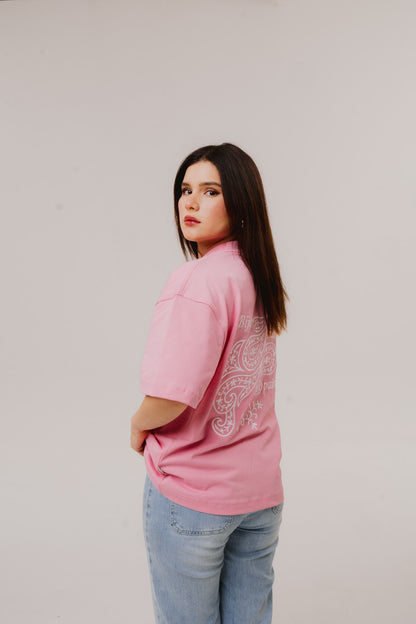 Bijdy Paisley Cropped T-shirt – Pink
